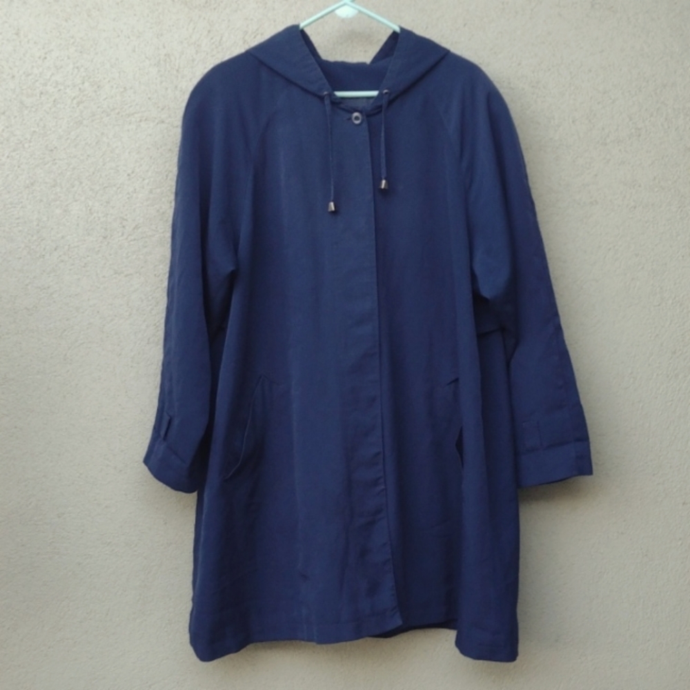 Talbot's Navy Hooded Overcoat Women's Large